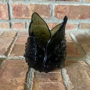 PartyLite Nature's Garden Green Glass Tulip Candle Holder